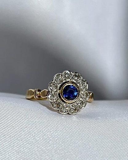 Bague marguerite art déco Saphir &amp; Diamants &quot;Méloé&quot; - Elliade Paris