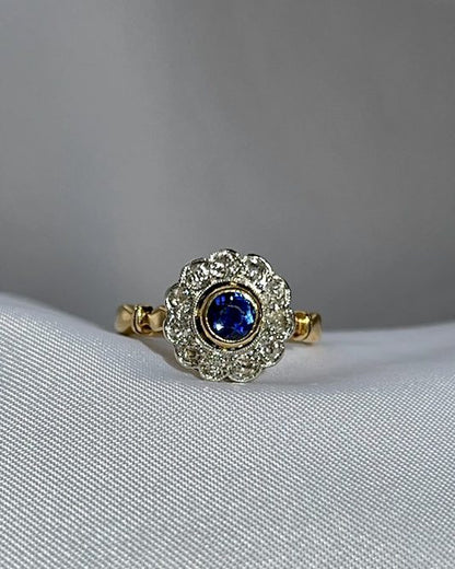 Bague marguerite art déco Saphir &amp; Diamants &quot;Méloé&quot; - Elliade Paris