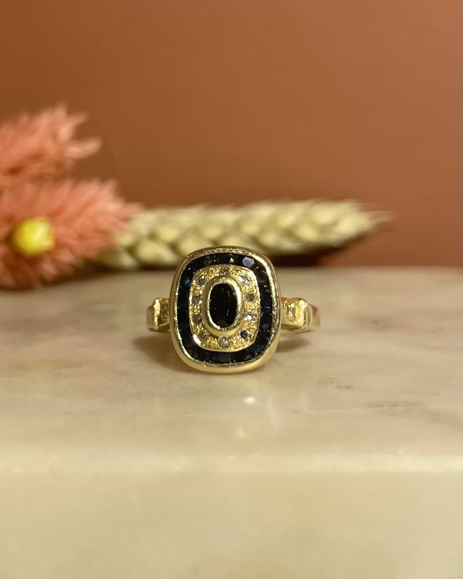 Art Deco Style Sapphire &amp;amp; Diamond "Hope" Ring
