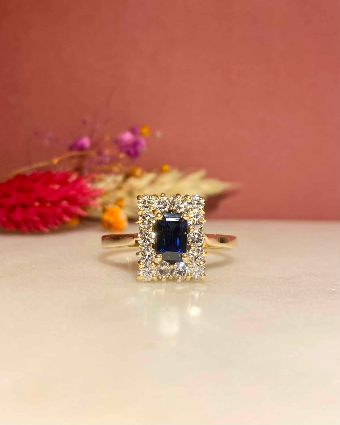 1 Carat Sapphire &amp;amp; Diamond Daisy Ring &quot;Luna&quot;