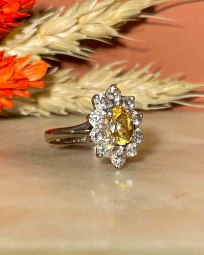 Bague Marguerite Citrine 0.75 carat &amp; Diamants 0.70 carat &quot;Cherish&quot; - Elliade Paris
