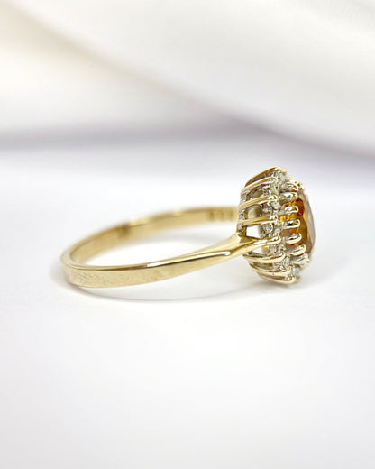Bague Marguerite Citrine 0.75 carat &amp; Diamants "Sandrine" - Elliade Paris