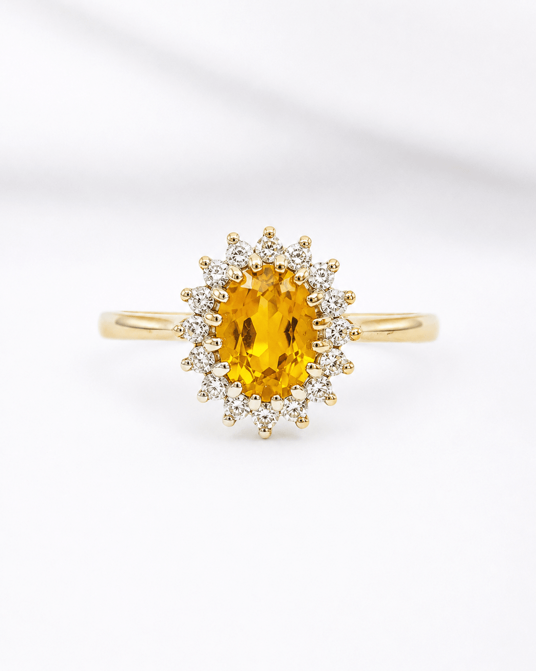 Bague Marguerite Citrine 0.75 carat &amp; Diamants "Sandrine" - Elliade Paris