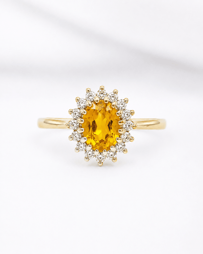 Bague Marguerite Citrine 0.75 carat &amp; Diamants "Sandrine" - Elliade Paris
