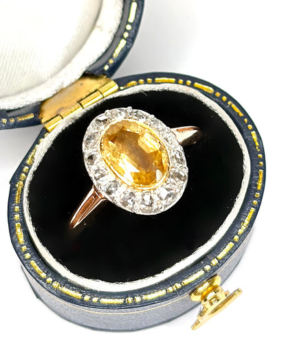 Bague Marguerite Citrine 1.42 carat &amp; Diamants 4.1g "Leonora" - Elliade Paris