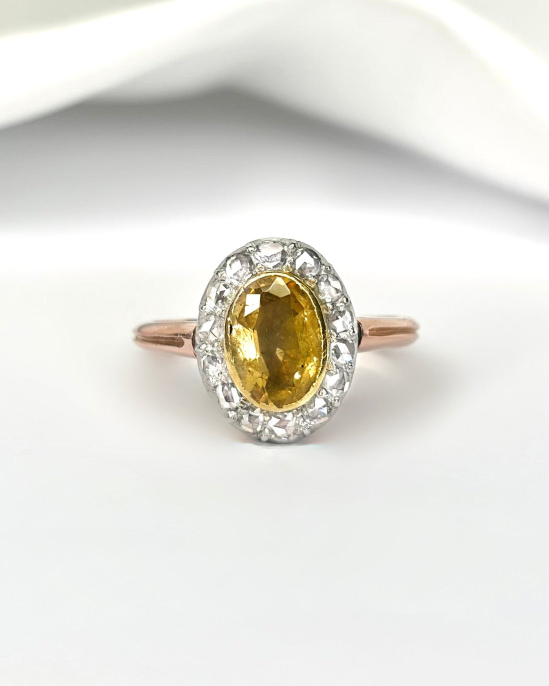 Bague Marguerite Citrine 1.42 carat &amp; Diamants 4.1g "Leonora" - Elliade Paris