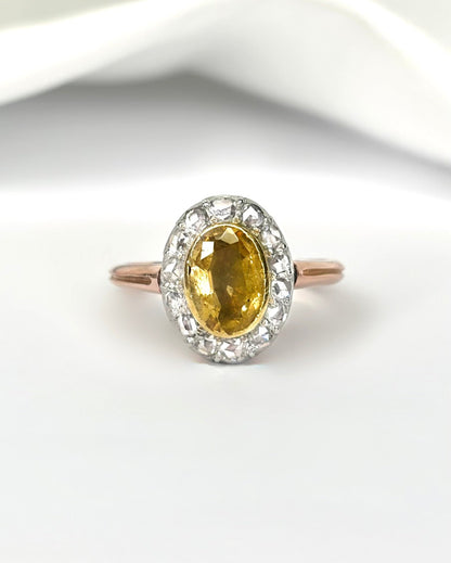 Bague Marguerite Citrine 1.42 carat &amp; Diamants 4.1g "Leonora" - Elliade Paris