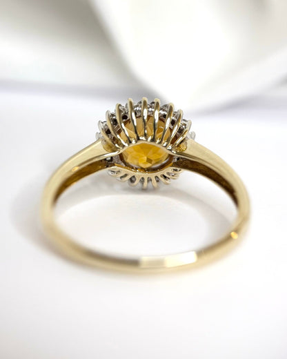 Bague Marguerite Citrine 1.85 carat &amp; Diamants 0.44 carat "Bella" - Elliade Paris
