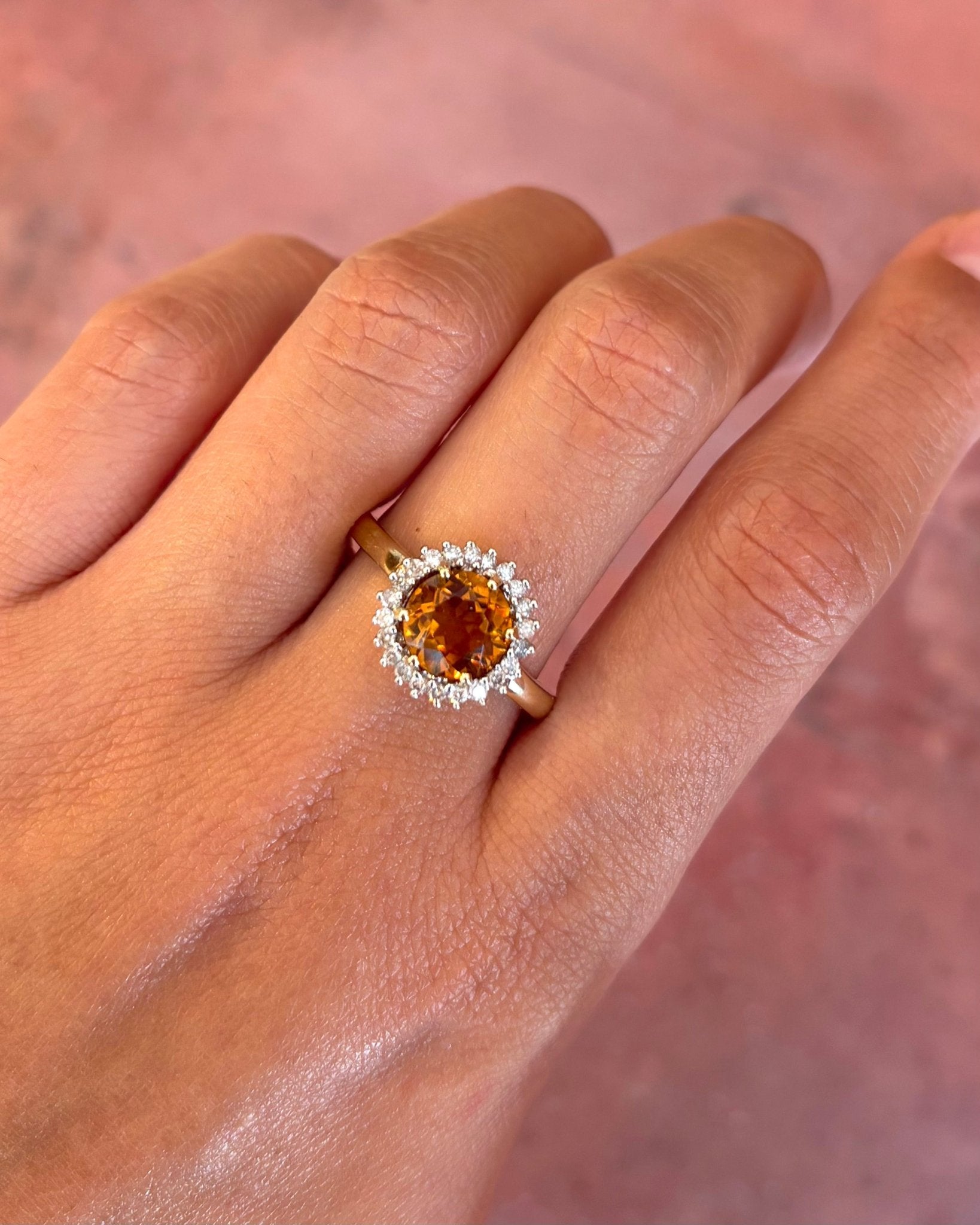 Bague Marguerite Citrine 1.85 carat &amp; Diamants 0.44 carat "Bella" - Elliade Paris