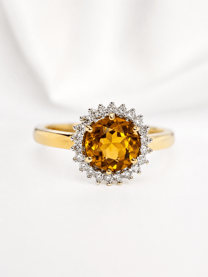 Bague Marguerite Citrine 1.85 carat &amp; Diamants 0.44 carat "Bella" - Elliade Paris