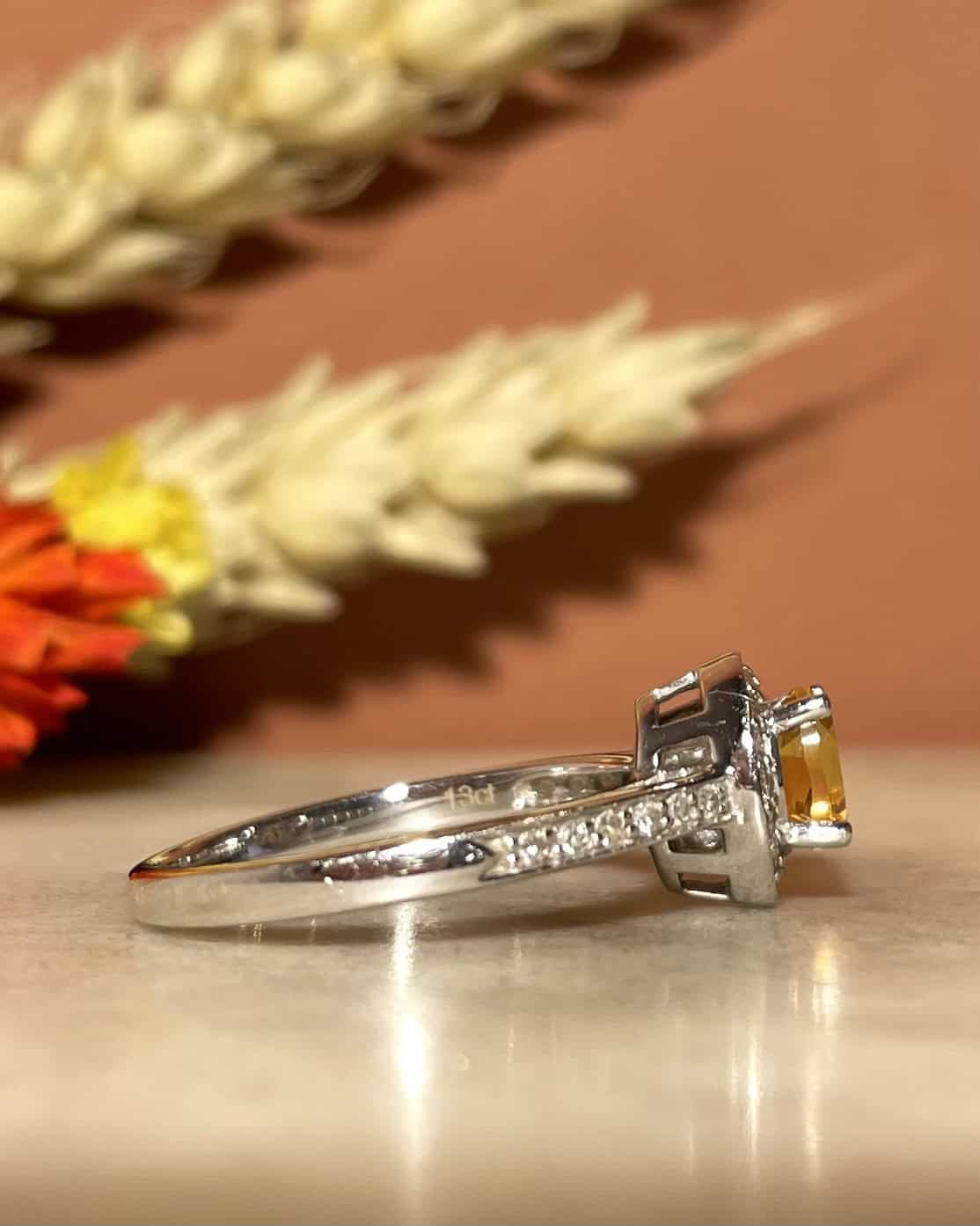 Bague Marguerite Citrine &amp; 26 Diamants &quot;Daisy&quot; - Elliade Paris