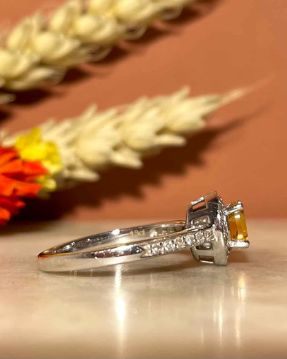 Bague Marguerite Citrine &amp; 26 Diamants &quot;Daisy&quot; - Elliade Paris