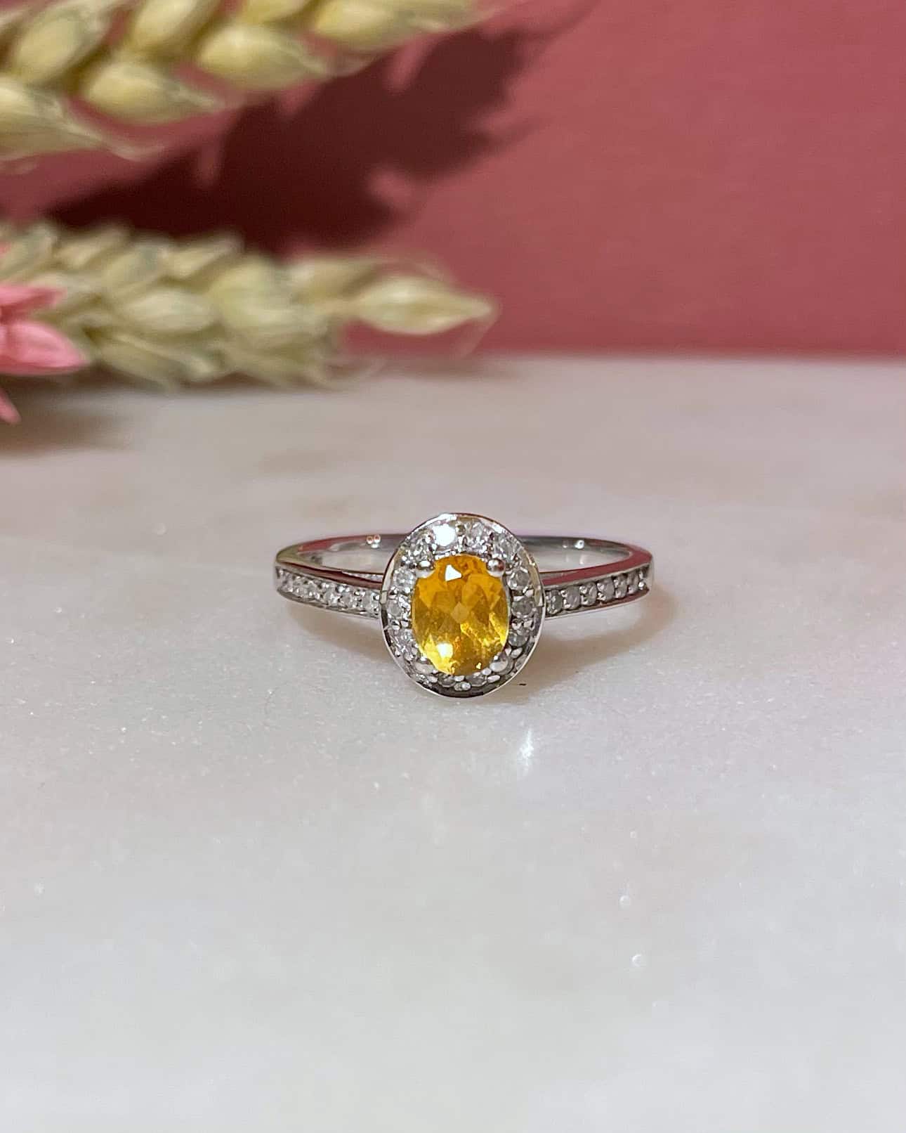 Bague Marguerite Citrine &amp; 26 Diamants "Daisy" - Elliade Paris