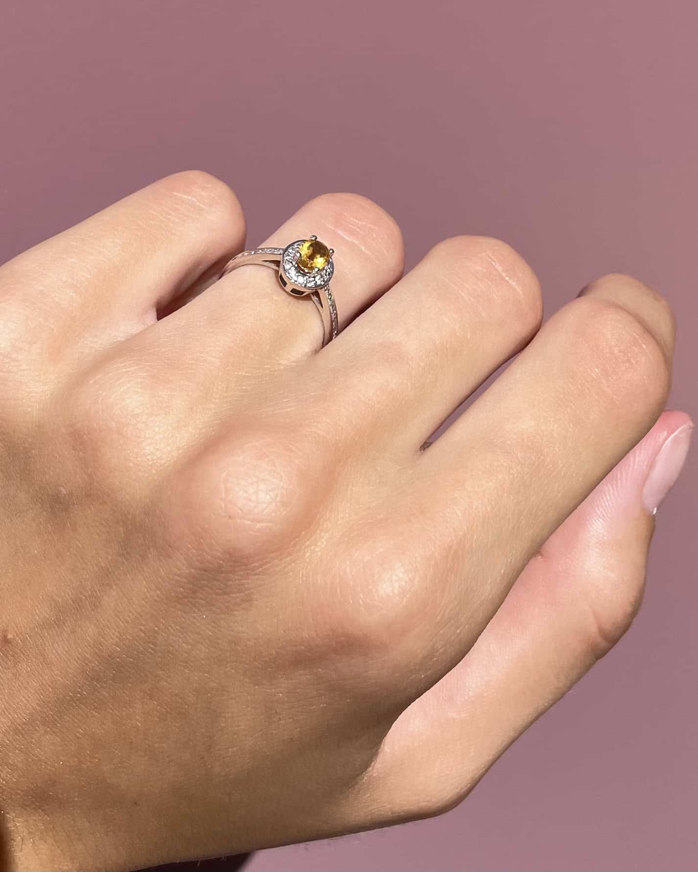 Bague Marguerite Citrine &amp; 26 Diamants &quot;Daisy&quot; - Elliade Paris