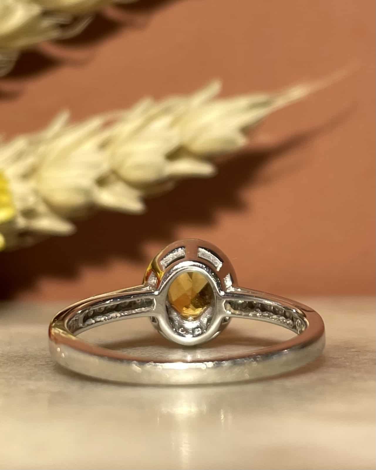 Bague Marguerite Citrine &amp; 26 Diamants "Daisy" - Elliade Paris