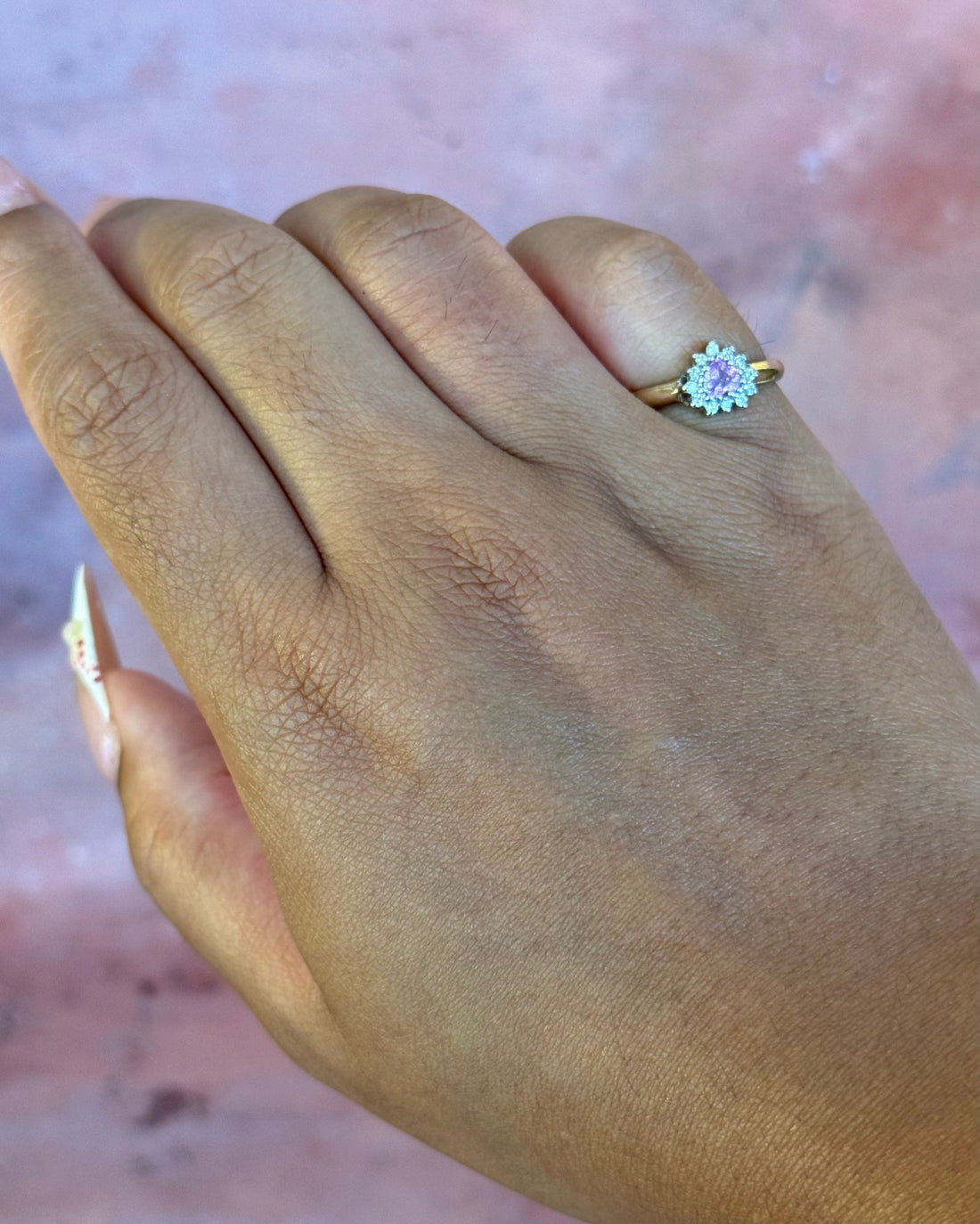 Bague Marguerite Cœur Saphir Rose &amp; Diamants "Chloé" - Elliade Paris