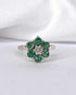 Bague Marguerite Diamant & 6 Emeraudes "Daphné" - Elliade Paris