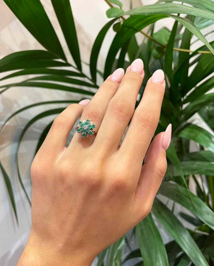 Bague Marguerite Émeraude &amp; Diamants &quot;Allegra&quot;