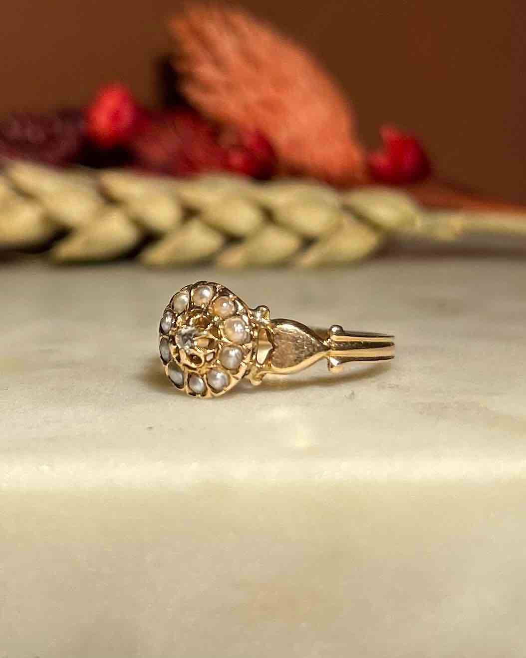Bague Marguerite Diamant &amp; Perles "Odessa" - Elliade Paris