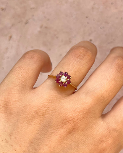 Bague Marguerite Diamant &amp; Rubis 0.32 carat "Alia" - Elliade Paris