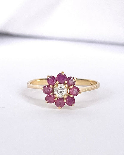 Bague Marguerite Diamant &amp; Rubis 0.32 carat "Alia" - Elliade Paris