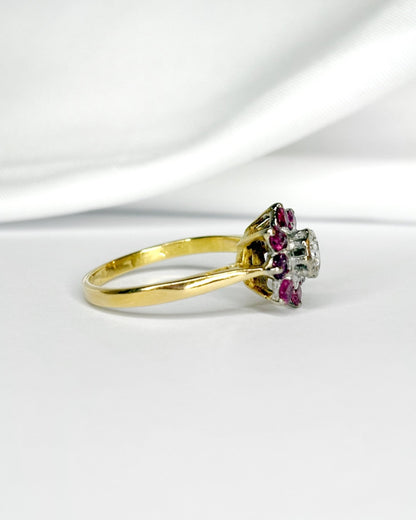 Bague Marguerite Diamant &amp; Rubis "Amira" - Elliade Paris