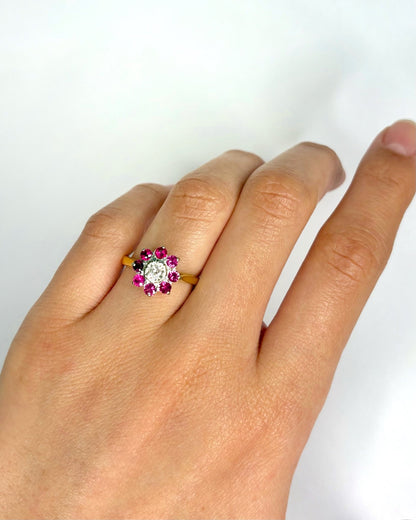 Bague Marguerite Diamant &amp; Rubis "Amira" - Elliade Paris