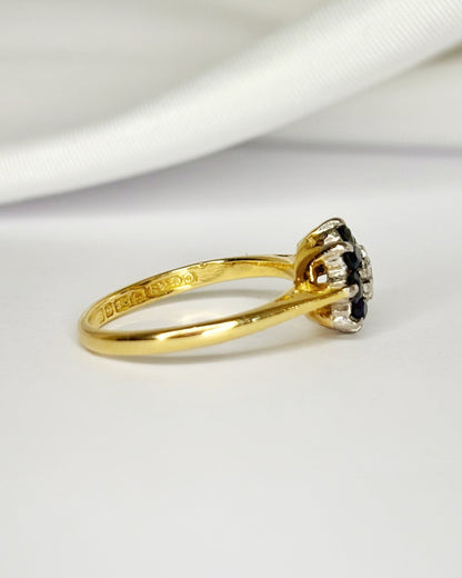 Bague Marguerite Diamant &amp; Saphirs "Lorena" - Elliade Paris