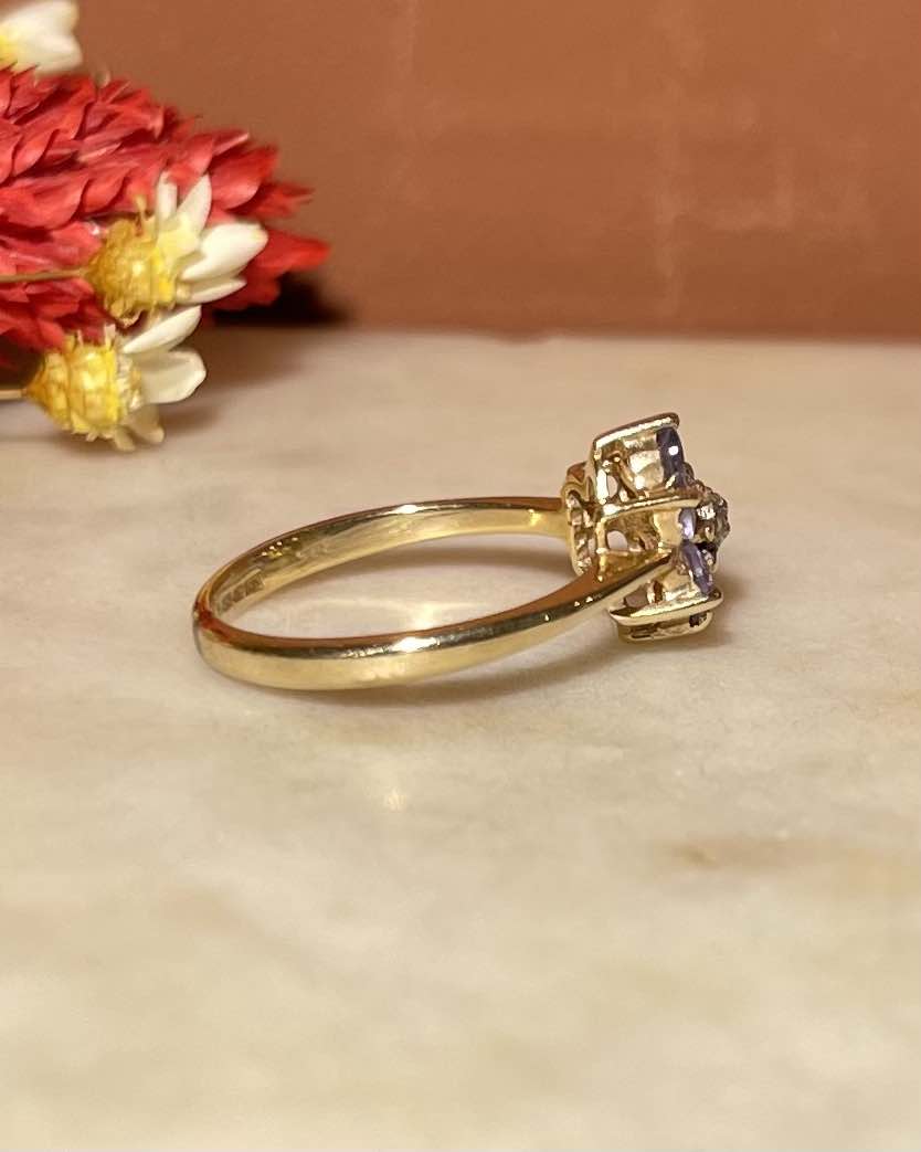 Bague Marguerite Diamant &amp; Tanzanites "Matisse" - Elliade Paris
