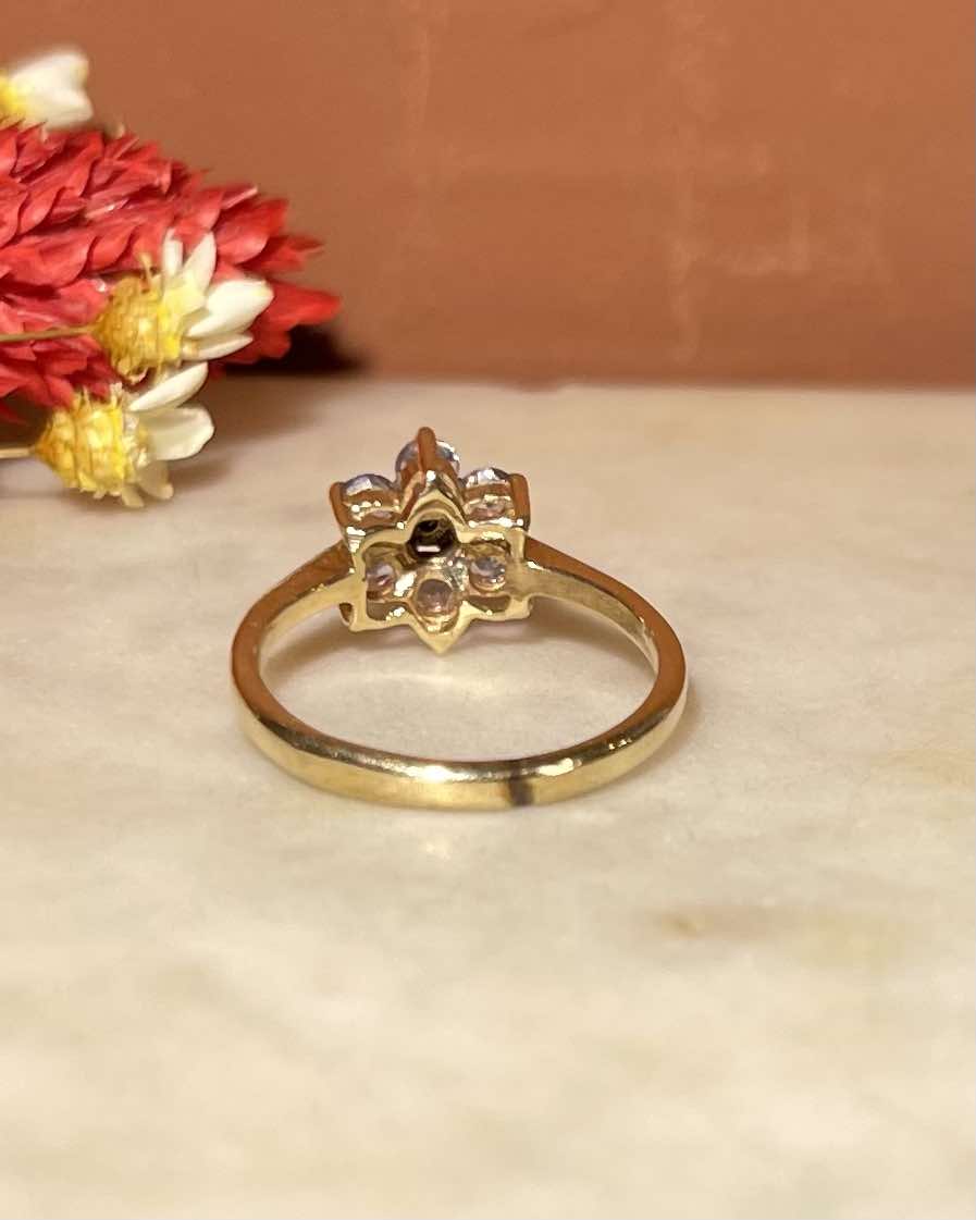 Bague Marguerite Diamant &amp; Tanzanites "Matisse" - Elliade Paris