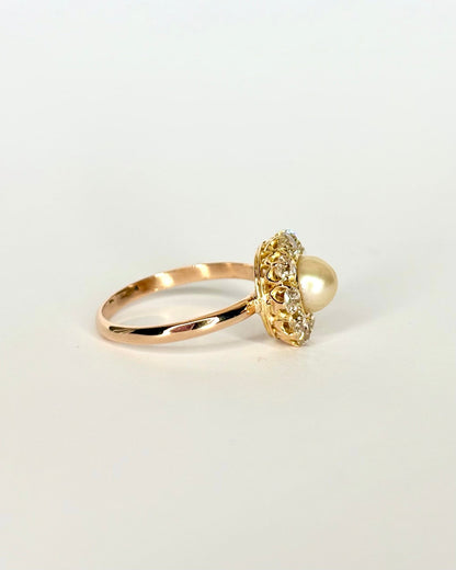 Bague Marguerite Diamants 0.70 carat &amp; Perle &quot;Suzanne&quot; - Elliade Paris