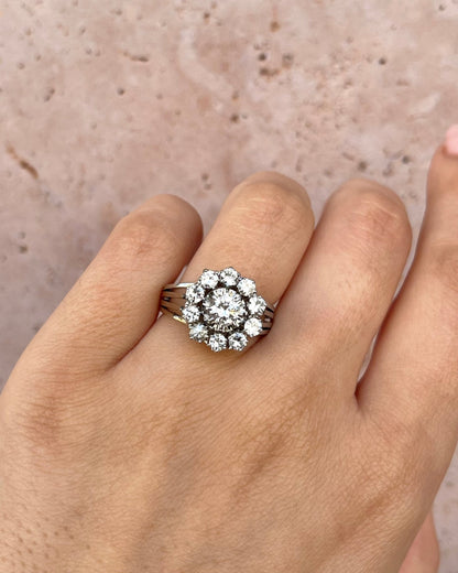 Bague Marguerite Diamants 1.12 carat &amp; Or 6,94g "Elodie" - Elliade Paris
