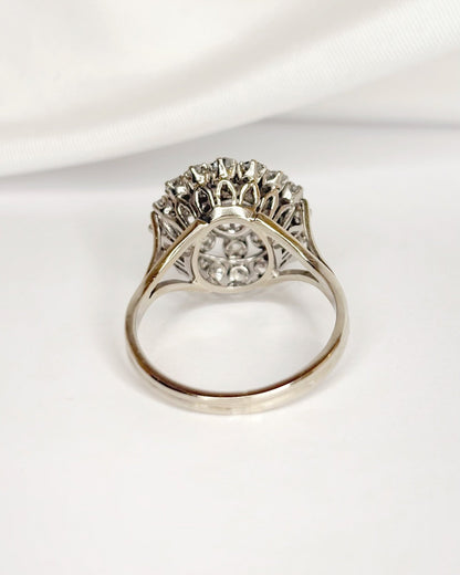 Bague Marguerite Diamants 1.56 carat, Or gris &amp; Platine 6g "Vera" - Elliade Paris