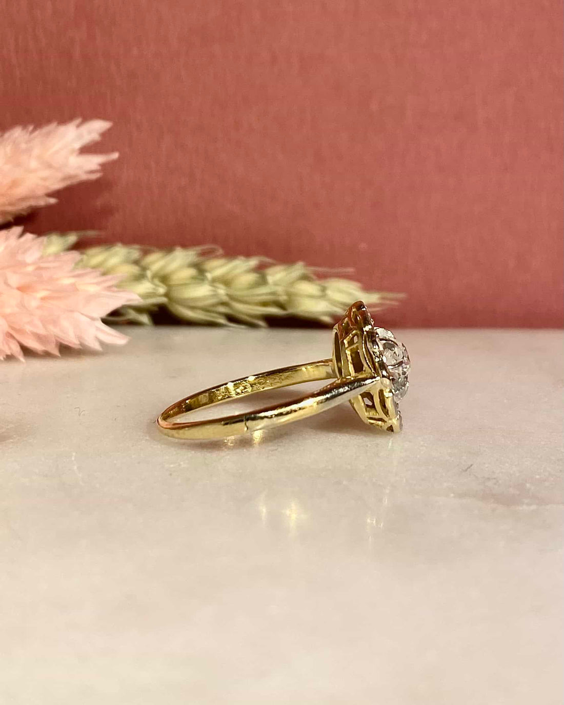 Art Deco Diamond Daisy Ring &quot;Brianne&quot;