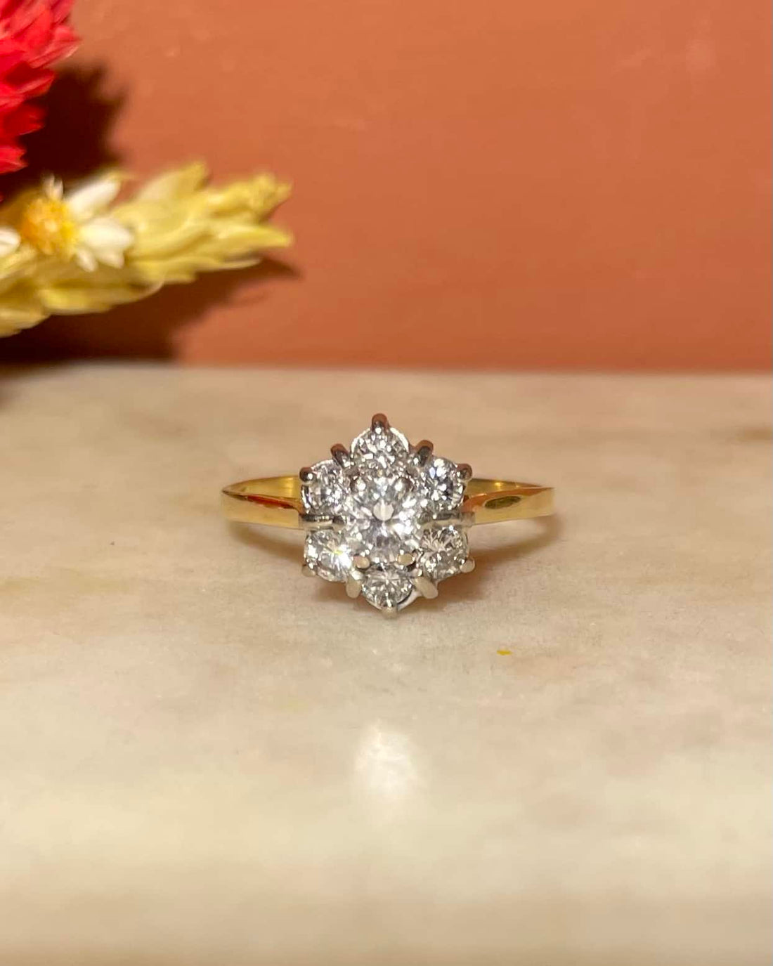 Bague Marguerite Vintage Diamants 0.75 carat &quot;Simone&quot;
