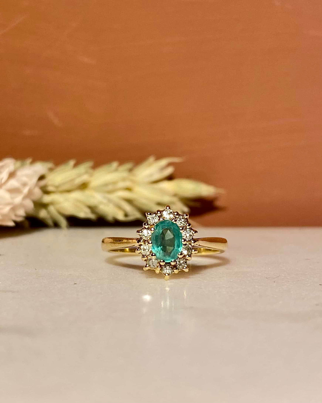 Bague Marguerite Émeraude &amp; Diamants &quot;Melinda&quot;