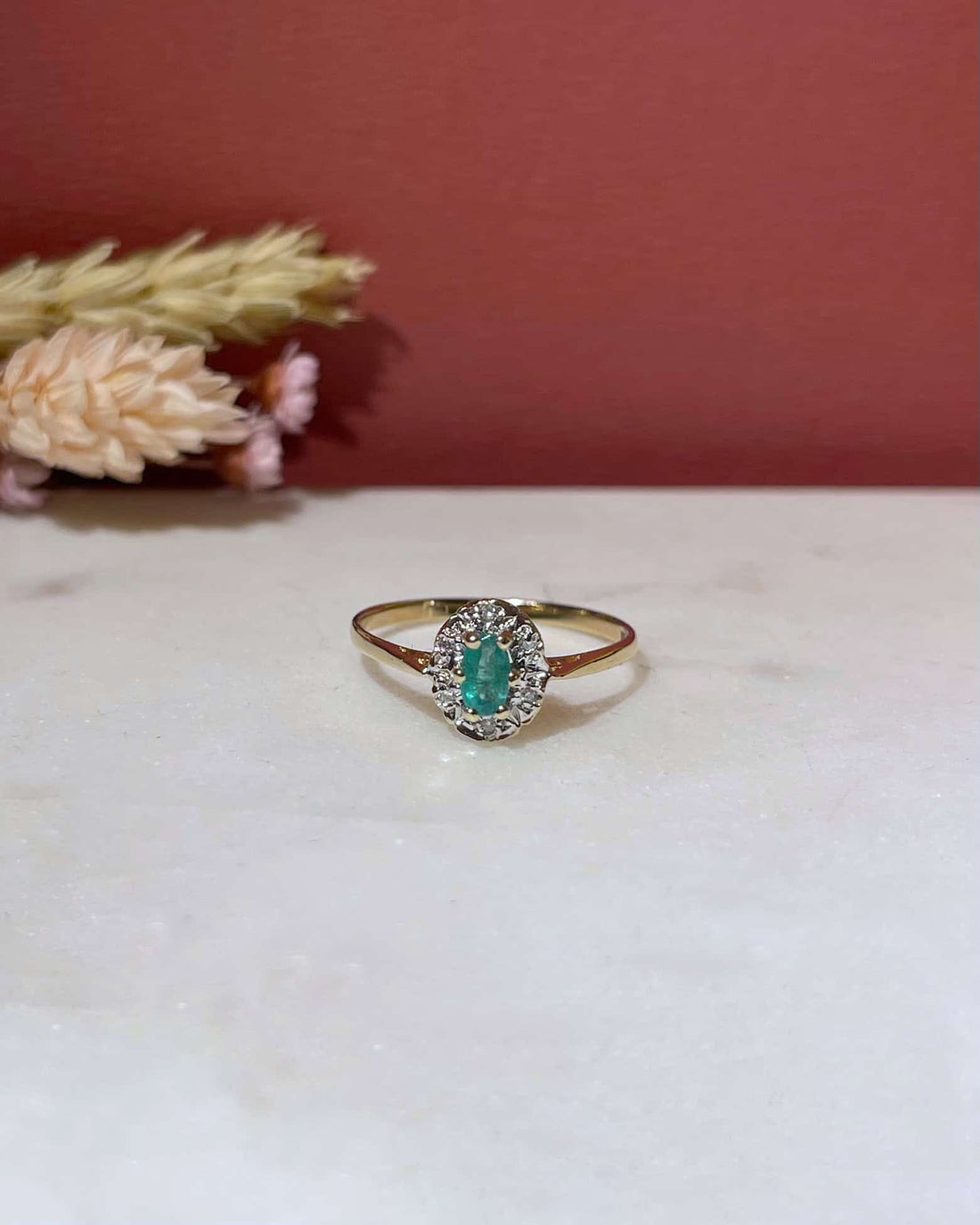 Bague Marguerite Émeraude &amp; Diamants &quot;Lenie&quot;