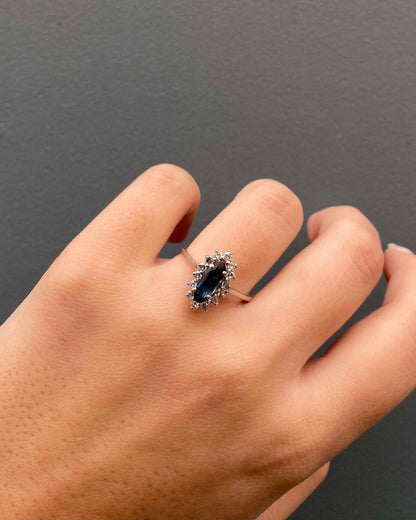 Bague Marguerite Saphir 0.80 carat &amp; Diamants &quot;Sallia&quot;