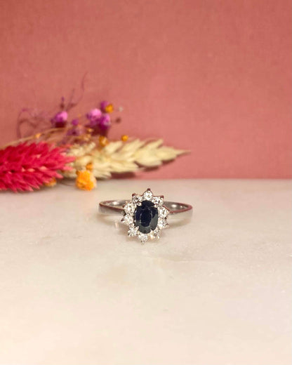 &quot;Delphine&quot; 0.55 carat Sapphire &amp;amp; Diamond Daisy Ring