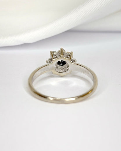 Bague Marguerite Diamants Noir &amp; Blancs 0.39 carat "Liana" - Elliade Paris