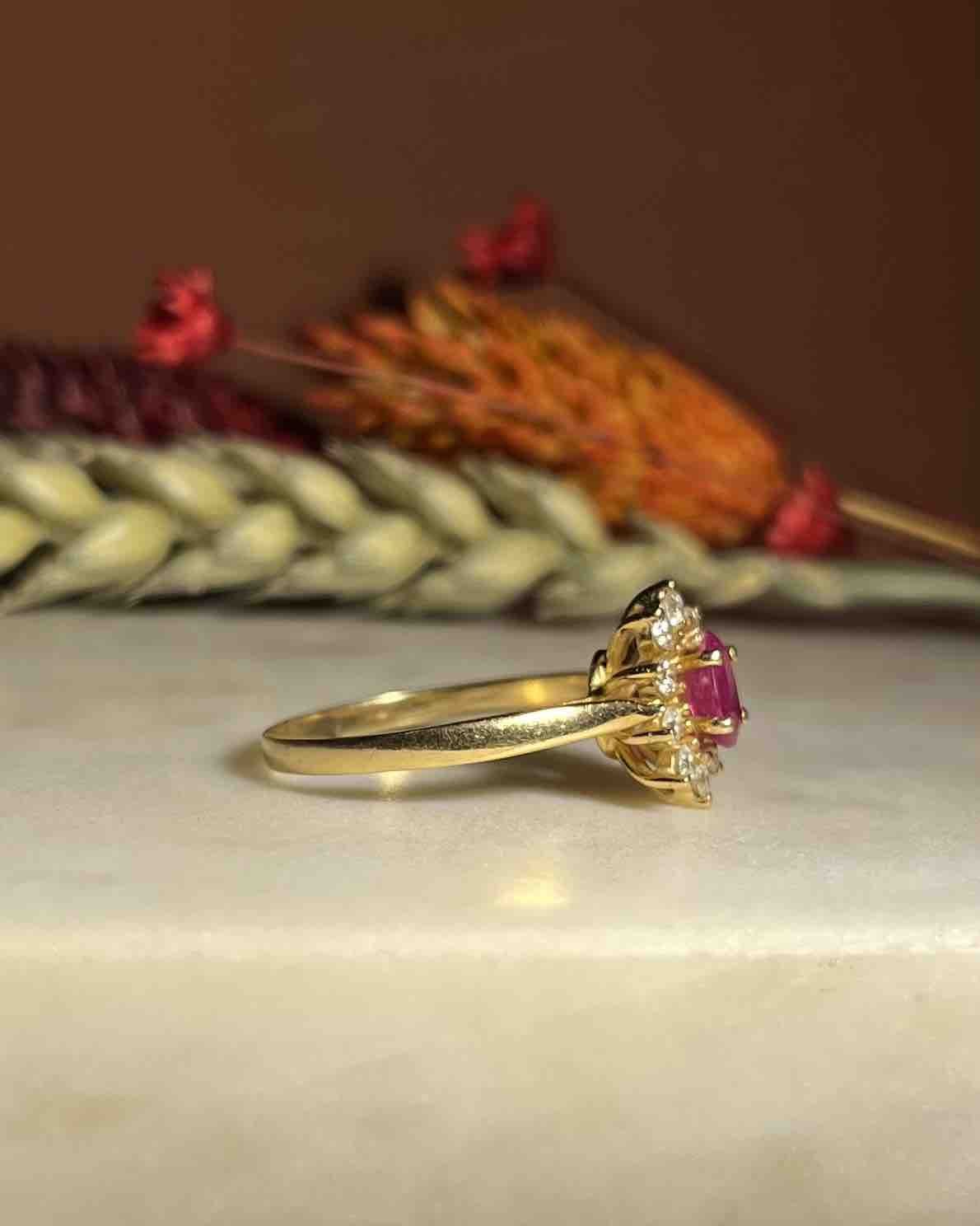 Bague Marguerite Diamants &amp; Rubis "Coline" - Elliade Paris