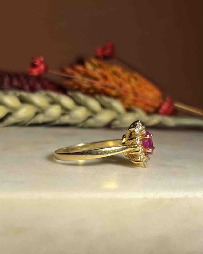 Bague Marguerite Diamants &amp; Rubis &quot;Coline&quot; - Elliade Paris
