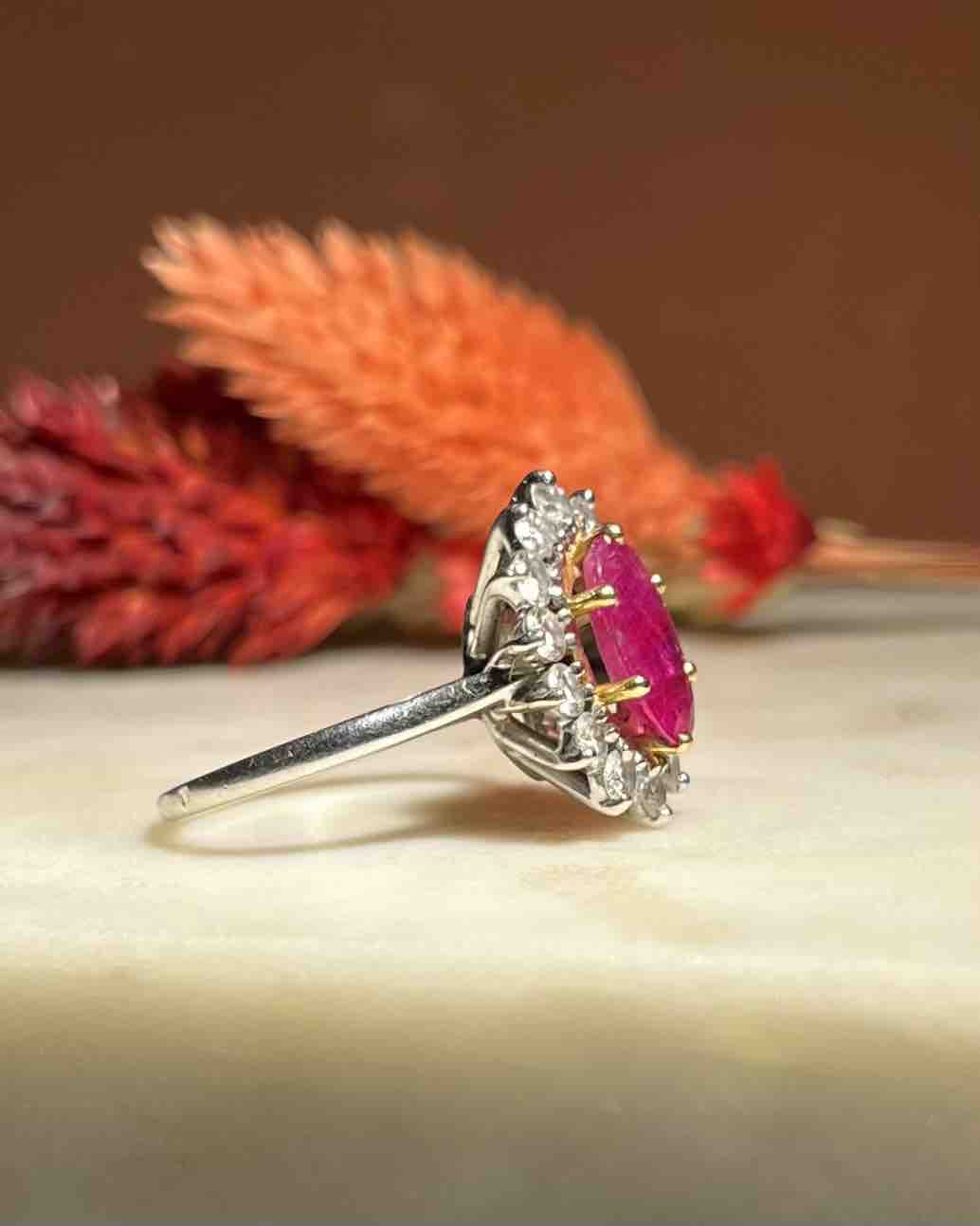 Bague Marguerite Diamants &amp; Rubis "Diane" - Elliade Paris