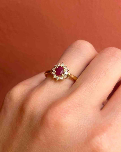 Bague Marguerite Diamants &amp; Rubis &quot;Luna&quot; - Elliade Paris