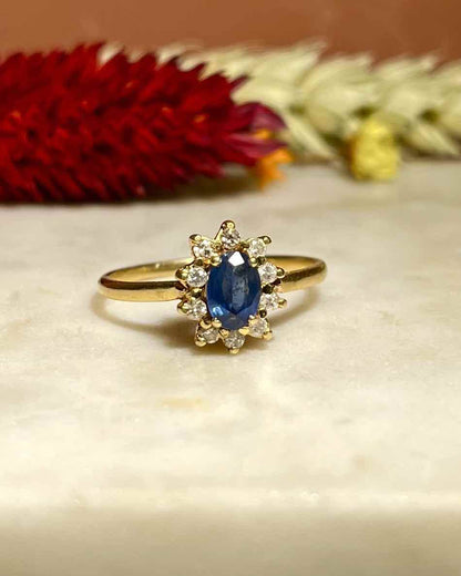 Bague Marguerite diamants &amp; saphir &quot;Loïna&quot; - Elliade Paris