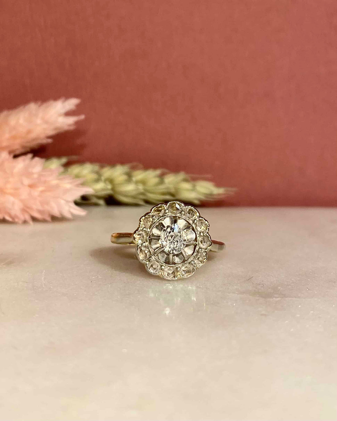 Art Deco Diamond Daisy Ring &quot;Brianne&quot;