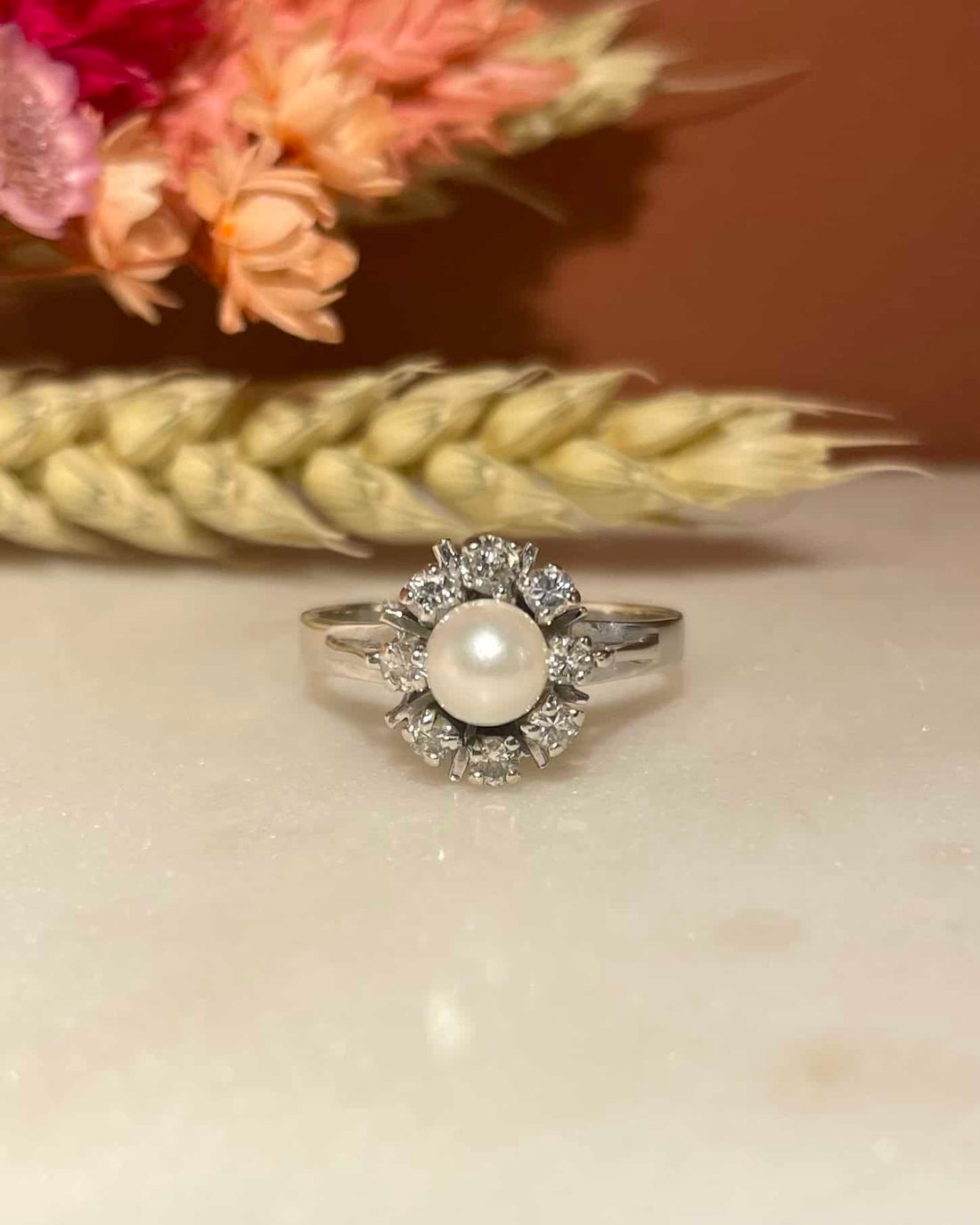 Bague Marguerite Perle &amp; Diamants &quot;Kassidy&quot;