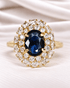 Bague Marguerite Dôme Saphir 1.41 carat & Diamants 1.26 carat 4.60g "Mégane" - Elliade Paris