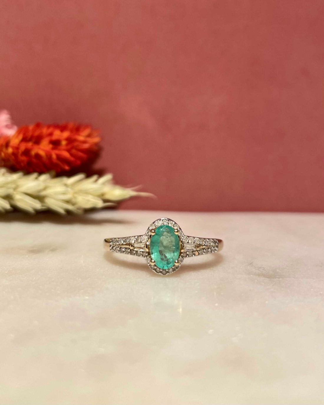 Bague Vintage Émeraude 0.65 carat &amp; Diamants &quot;Hope&quot;