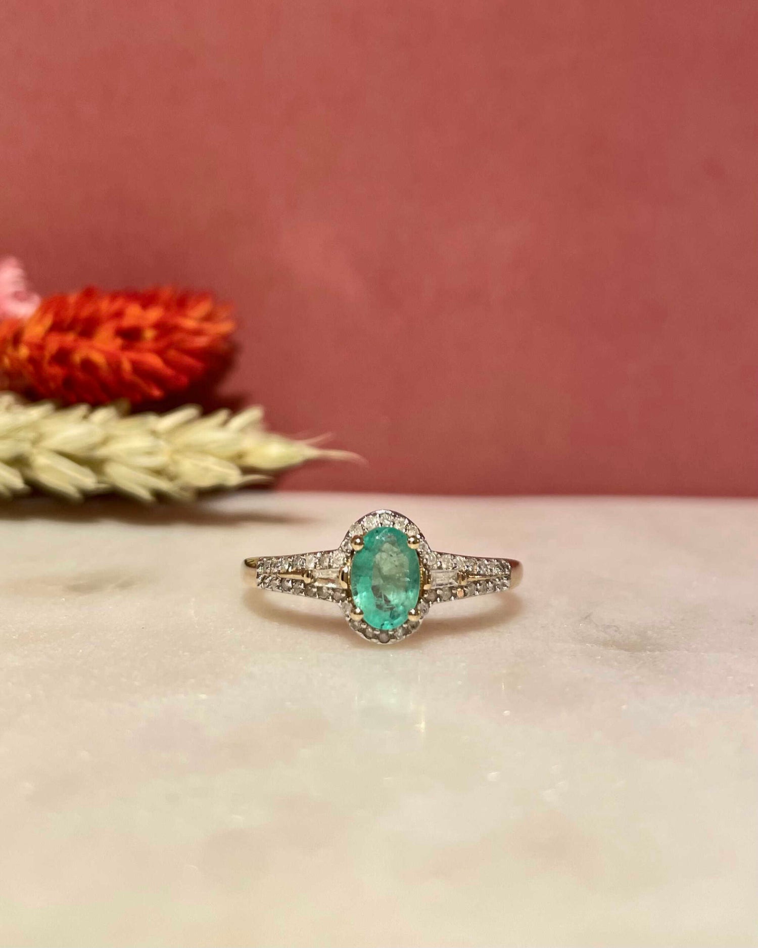 Bague Vintage Émeraude 0.65 carat &amp; Diamants &quot;Hope&quot;